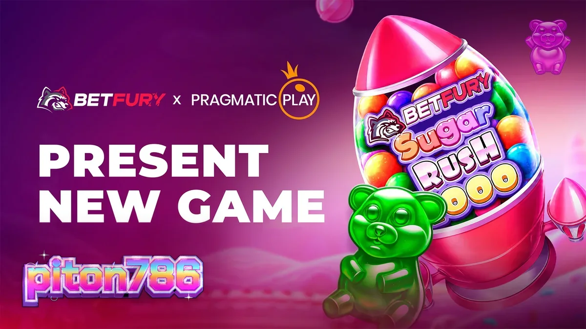 Tampilan visual slot BetFury Sugar Rush 1000 dengan elemen permen berwarna neon